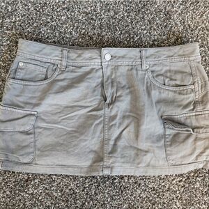 Army Green Denim Mini Skirt